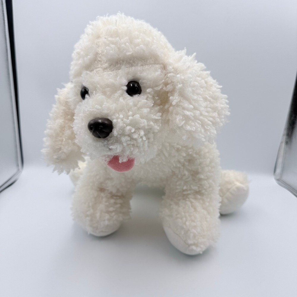 Teddy Mountain White Poodle Plush Curly Fur Dog Stuffed Animal 0574 2021